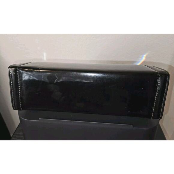 Vintage 1950s 1960's Black Patent Leather Framed Purse Short handle Classy U.S.A - Picture 8 of 13